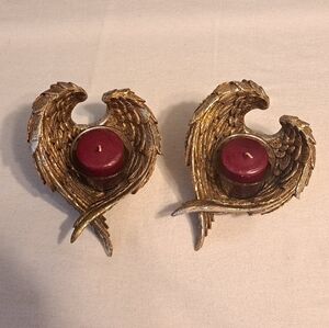 Gold Angel Wings Votive Candle Holders